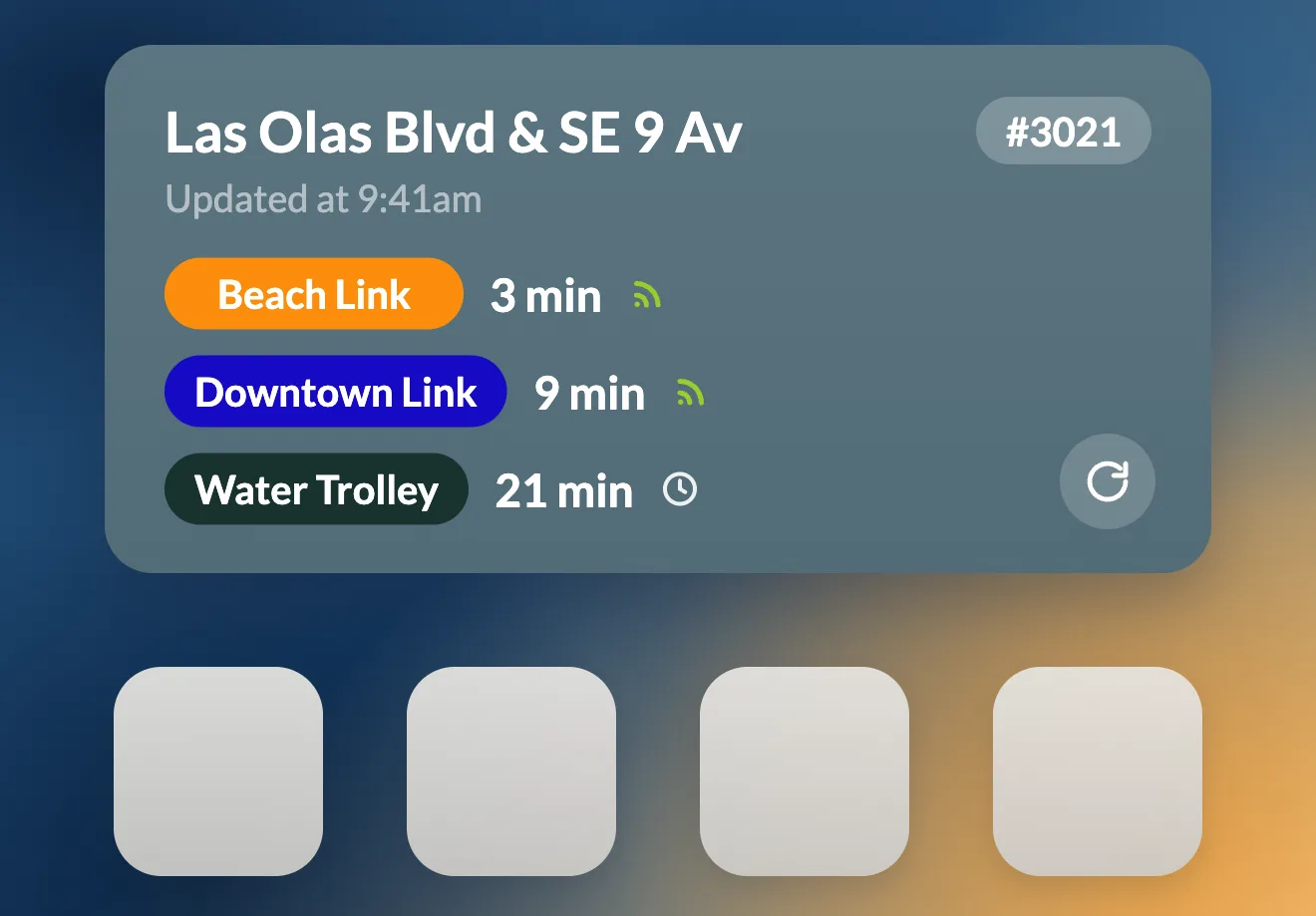 Preview area for upcoming Fort Lauderdale Trolley Tracker Home Screen widgets